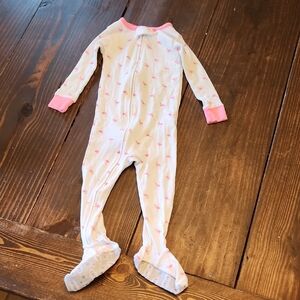 Carter's White and Pink Flamingo Footie